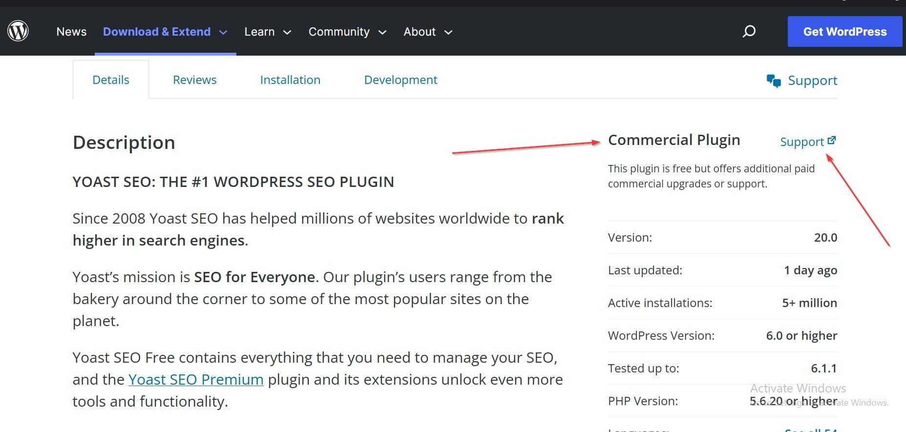 WordPress Commercial Plugin label for paid upgrade